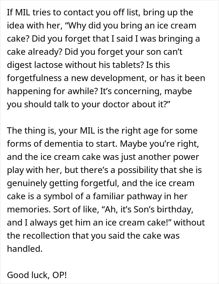 MIL Secretly Brings Her Own Cake To Son’s Birthday, Doesn’t Expect What Happens Next