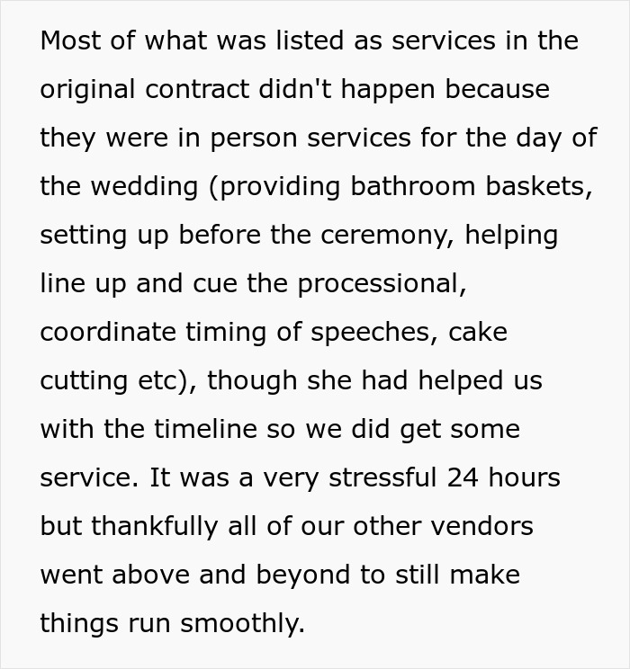 Coordinator Cancels Wedding 24 Hours Before The Wedding, Then Tries To Silence The Bride