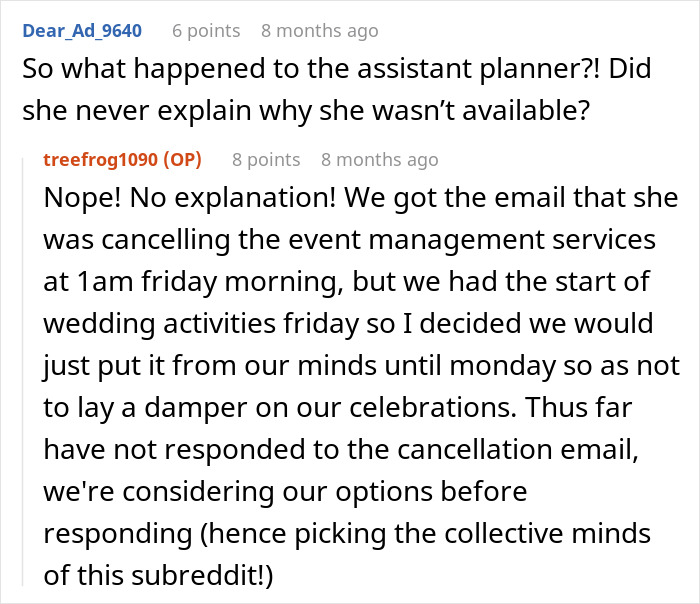 Coordinator Cancels Wedding 24 Hours Before The Wedding, Then Tries To Silence The Bride