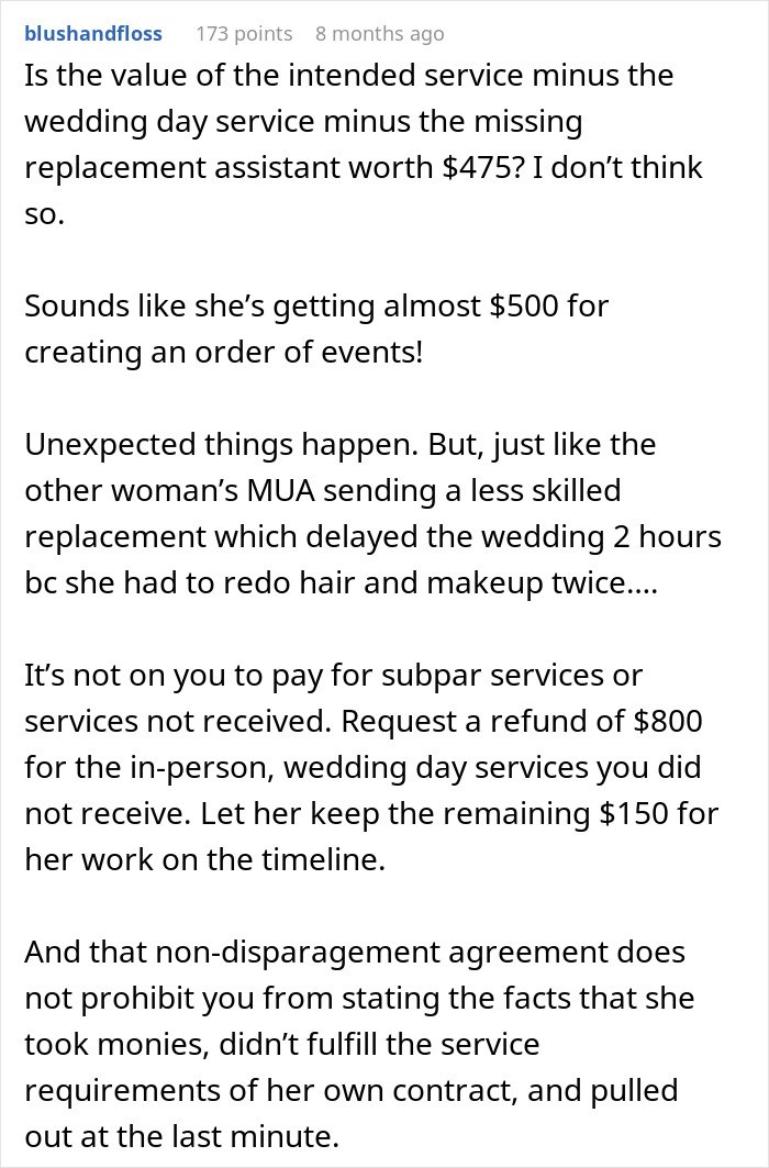 Coordinator Cancels Wedding 24 Hours Before The Wedding, Then Tries To Silence The Bride