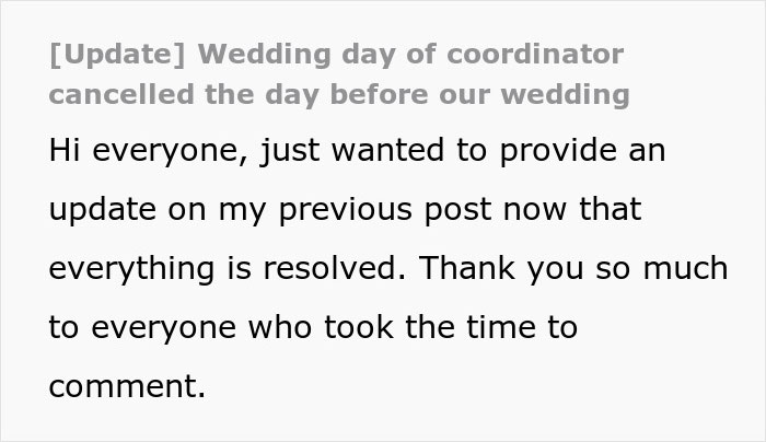 Coordinator Cancels Wedding 24 Hours Before The Wedding, Then Tries To Silence The Bride