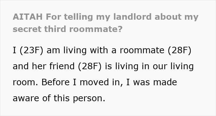 23YO Outs “Secret Roomie” To Landlord As She Has Been Squatting For Months Without Paying Rent