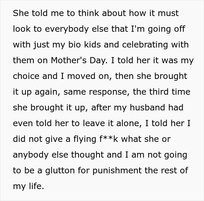 MIL Criticizes Son’s 2nd Wife For Celebrating Mother’s Day With Bio Kids Despite Stepkids’ Coldness