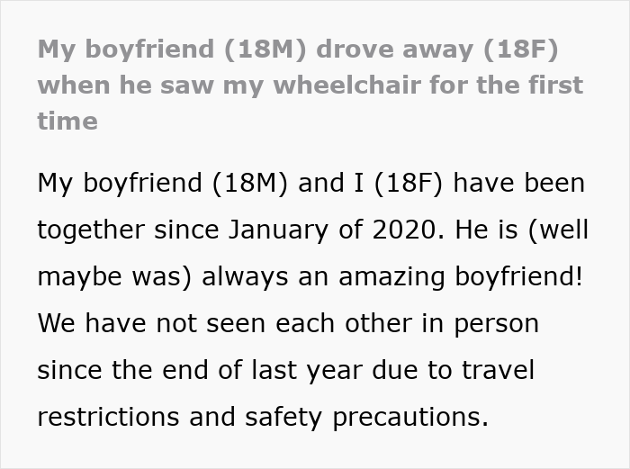 Perfect BF Is Actually An Ableist In Disguise, Newly Disabled GF Sees His True Colors And Dumps Him Perfect BF Is Actually An Ableist In Disguise, Newly Disabled GF Sees His True Colors And Dumps Him