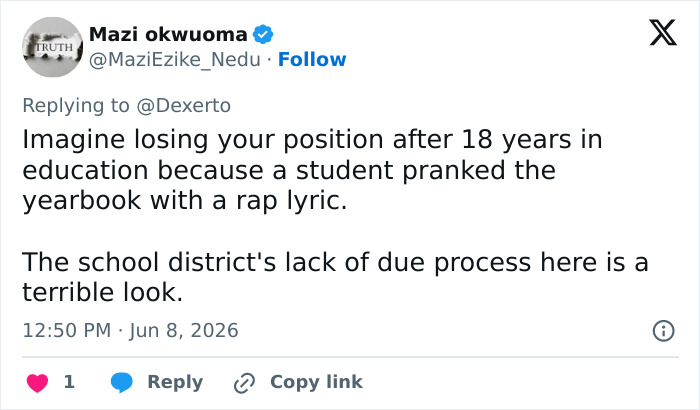 After High School Principal Is Placed On Leave Due To Famous Song Lyric On Her Yearbook Page, Rapper Responds After High School Principal Is Placed On Leave Due To Famous Song Lyric On Her Yearbook Page, Rapper Responds