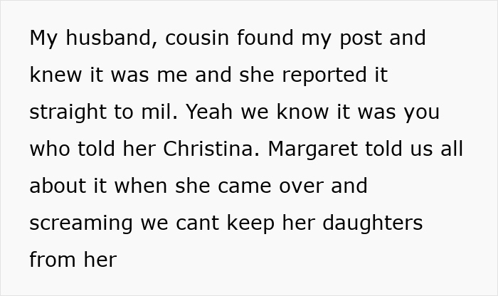 MIL Lies To 6YO That She’s Going To Lose Mom, Gets Banned From Kids’ Lives And Arrested MIL Lies To 6YO That She’s Going To Lose Mom, Gets Banned From Kids’ Lives And Arrested