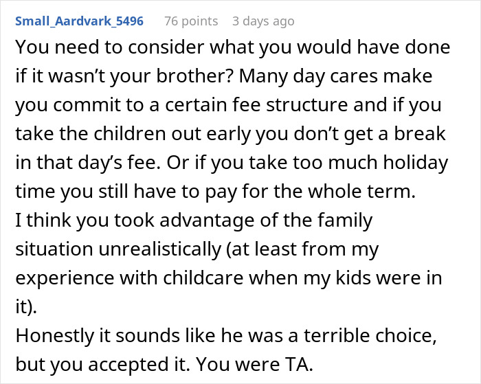 Guy Babysits For Sis Half A Day Then Demands Full-Day Pay, Turns A Family Favor Into A Family Feud