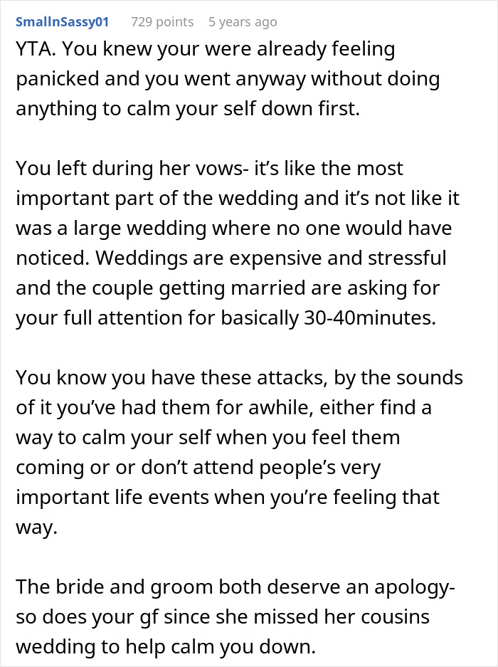 Man Suffers A Panic Attack During A Wedding, Bride Isn’t Happy About It