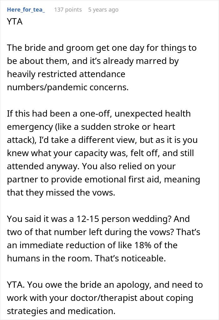 Man Suffers A Panic Attack During A Wedding, Bride Isn’t Happy About It