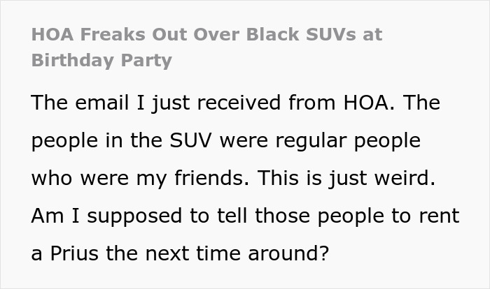 HOA Emails Man About His Guests’ “Unsettling” Cars, Apologizes When His Rant Goes Viral Online HOA Emails Man About His Guests’ “Unsettling” Cars, Apologizes When His Rant Goes Viral Online