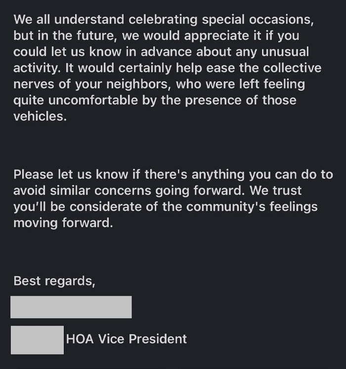HOA Emails Man About His Guests’ “Unsettling” Cars, Apologizes When His Rant Goes Viral Online HOA Emails Man About His Guests’ “Unsettling” Cars, Apologizes When His Rant Goes Viral Online