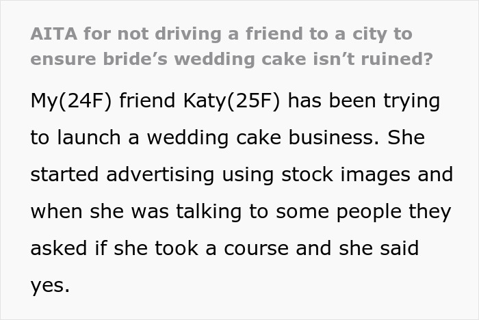 Wedding Cake Drama Ruins Friendship: “Started Advertising Using Stock Images”
