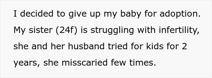 Infertile Woman Just Assumes She Can Take Pregnant Teen Sis’s Baby, Shocked When The Answer Is No Infertile Woman Just Assumes She Can Take Pregnant Teen Sis’s Baby, Shocked When The Answer Is No