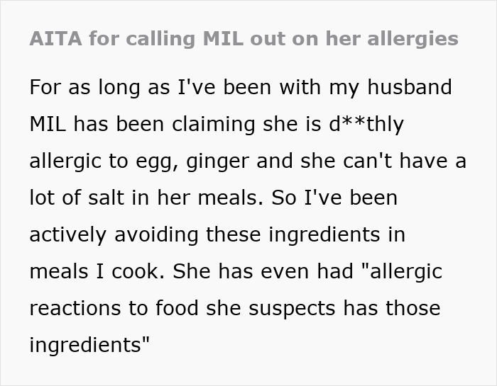 MIL Devours Mousse That DIL Made With Eggs And Salt, Shocked DIL Learns Her Allergies Were A Lie MIL Devours Mousse That DIL Made With Eggs And Salt, Shocked DIL Learns Her Allergies Were A Lie