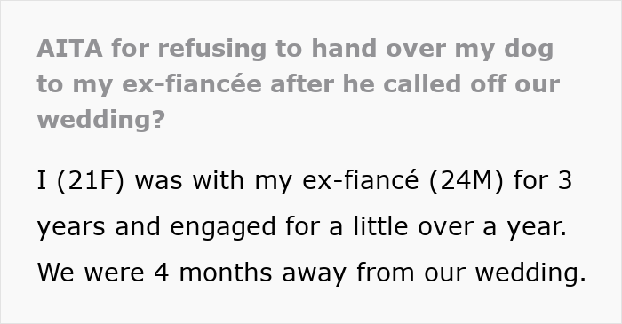 Bride-To-Be Gets Dumped 4 Months Before Wedding, Ex Suddenly Wants Shared Dog Returned Bride-To-Be Gets Dumped 4 Months Before Wedding, Ex Suddenly Wants Shared Dog Returned