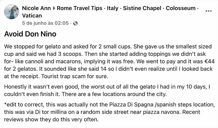 After US Tourists Are ‘Tricked’ Into Paying 44 Euros For Two Ice Creams In Rome, Expert Gives Travel Warning After US Tourists Are ‘Tricked’ Into Paying 44 Euros For Two Ice Creams In Rome, Expert Gives Travel Warning
