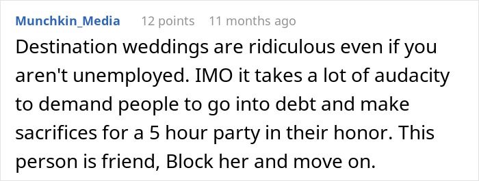 Broke Woman Tells Bride She Can No Longer Afford Her Destination Wedding, Her Response Floors Her