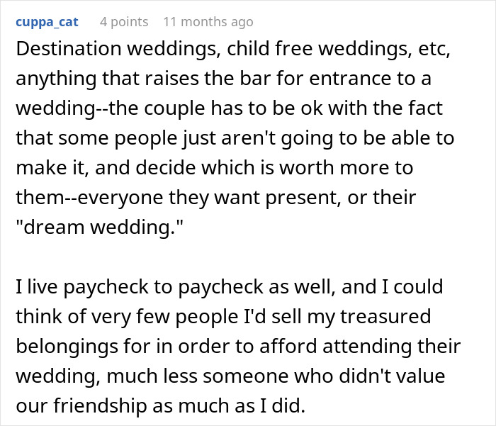 Broke Woman Tells Bride She Can No Longer Afford Her Destination Wedding, Her Response Floors Her