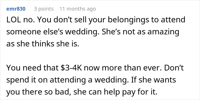 Broke Woman Tells Bride She Can No Longer Afford Her Destination Wedding, Her Response Floors Her