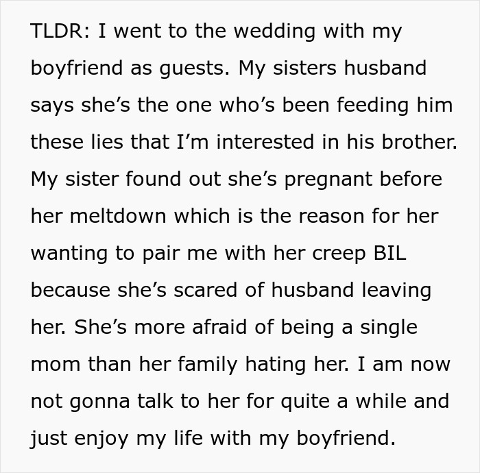 Woman Allows Creepy BIL To Hit On Sister Just So Her Fiancé Likes Her Better Woman Allows Creepy BIL To Hit On Sister Just So Her Fiancé Likes Her Better