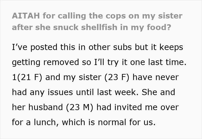 Sister Thinks Woman’s Allergy Is A Lie, Her “Test” Gets Her Arrested Sister Thinks Woman’s Allergy Is A Lie, Her “Test” Gets Her Arrested