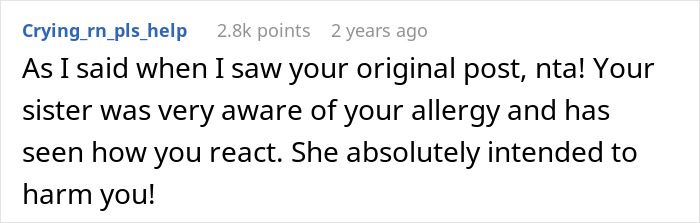 Sister Thinks Woman’s Allergy Is A Lie, Her “Test” Gets Her Arrested Sister Thinks Woman’s Allergy Is A Lie, Her “Test” Gets Her Arrested