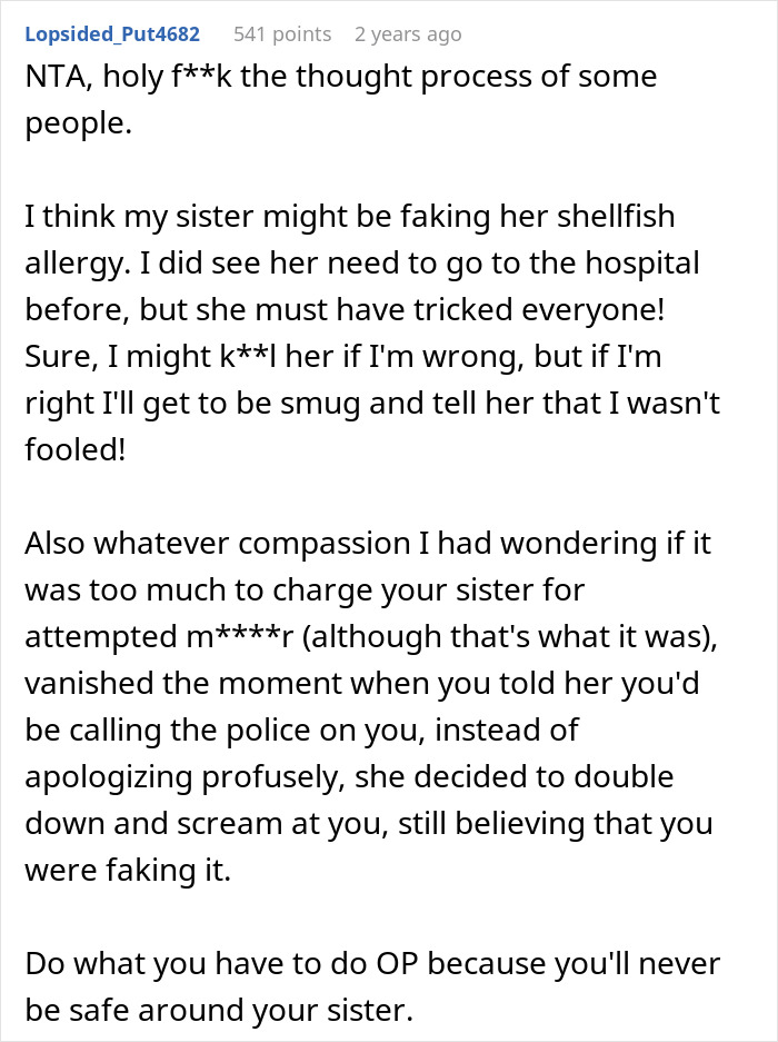 Sister Thinks Woman’s Allergy Is A Lie, Her “Test” Gets Her Arrested Sister Thinks Woman’s Allergy Is A Lie, Her “Test” Gets Her Arrested