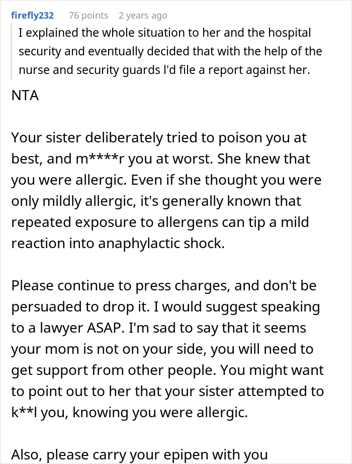Sister Thinks Woman’s Allergy Is A Lie, Her “Test” Gets Her Arrested Sister Thinks Woman’s Allergy Is A Lie, Her “Test” Gets Her Arrested