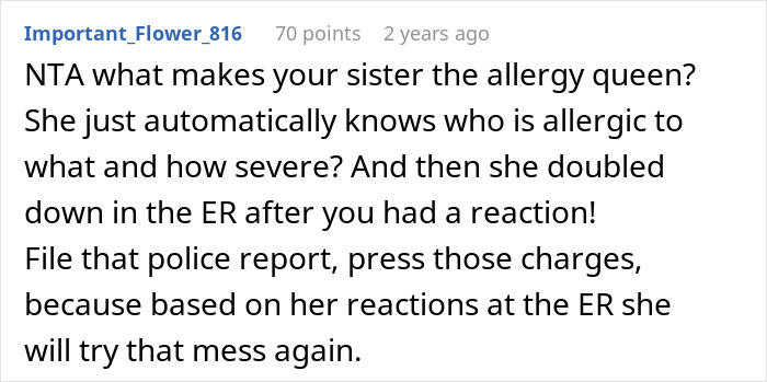 Sister Thinks Woman’s Allergy Is A Lie, Her “Test” Gets Her Arrested Sister Thinks Woman’s Allergy Is A Lie, Her “Test” Gets Her Arrested