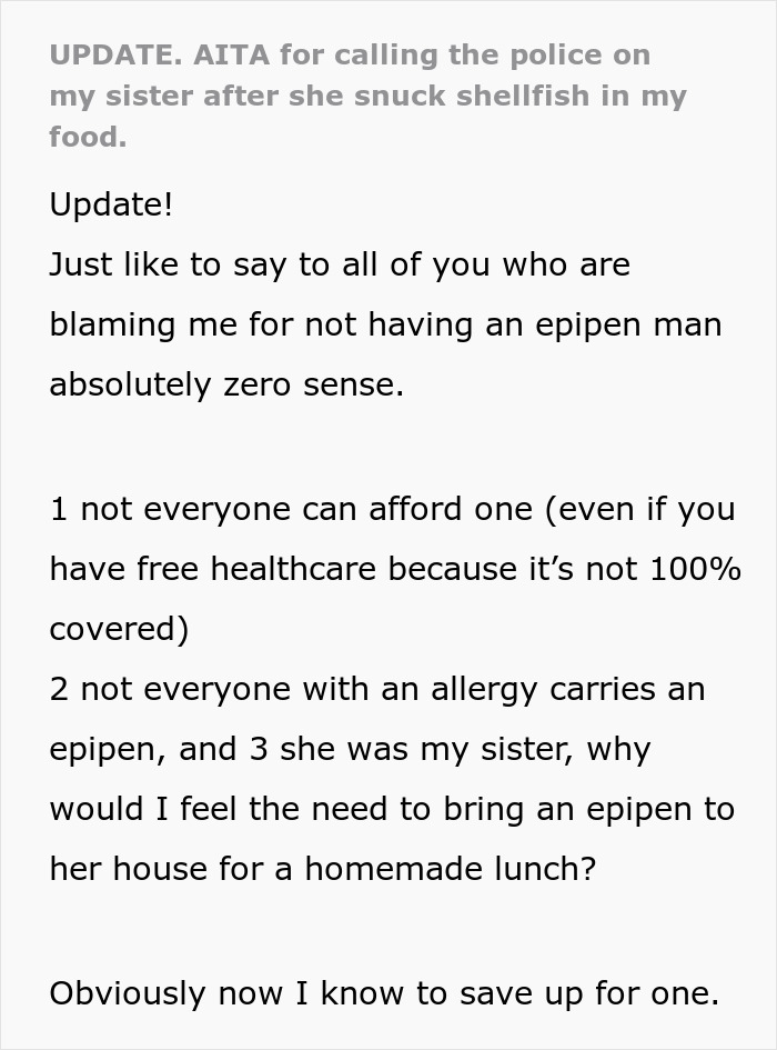 Sister Thinks Woman’s Allergy Is A Lie, Her “Test” Gets Her Arrested Sister Thinks Woman’s Allergy Is A Lie, Her “Test” Gets Her Arrested