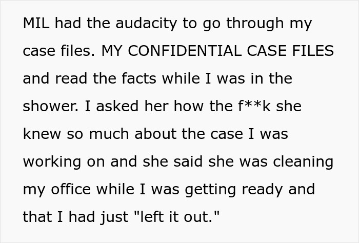 Nosy MIL Goes Snooping Through Lawyer DIL’s Case Files, Tries To Break In As She Cuts Contact Nosy MIL Goes Snooping Through Lawyer DIL’s Case Files, Tries To Break In As She Cuts Contact
