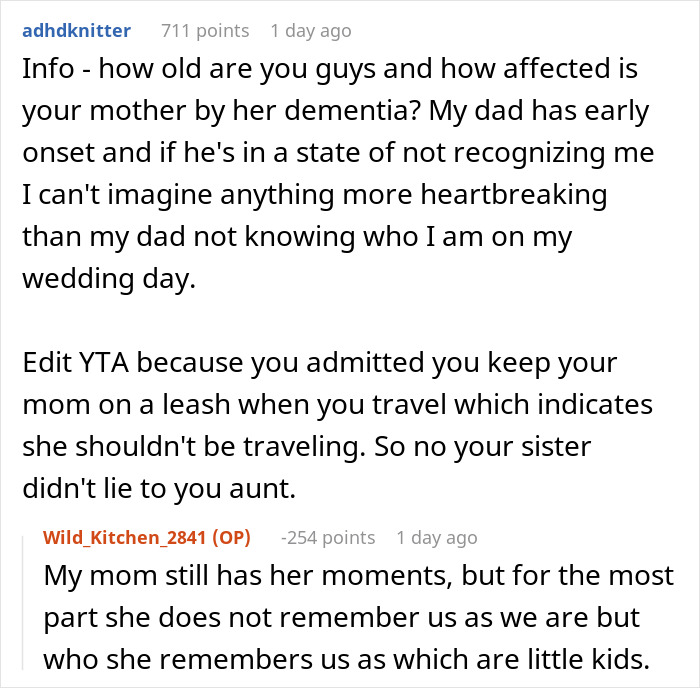 Sibling Boycotts Wedding As Bride Won’t Invite Mom With Dementia, Drama Ensues As Bride Is Exposed Sibling Boycotts Wedding As Bride Won’t Invite Mom With Dementia, Drama Ensues As Bride Is Exposed