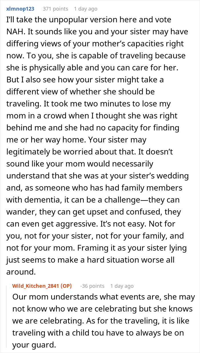 Sibling Boycotts Wedding As Bride Won’t Invite Mom With Dementia, Drama Ensues As Bride Is Exposed Sibling Boycotts Wedding As Bride Won’t Invite Mom With Dementia, Drama Ensues As Bride Is Exposed