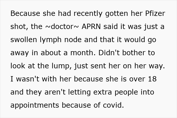 Nurse Dismisses 19YO’s Symptoms And Sends Her Home, A Week Later, She Has Golf Ball-Sized Lump Nurse Dismisses 19YO’s Symptoms And Sends Her Home, A Week Later, She Has Golf Ball-Sized Lump
