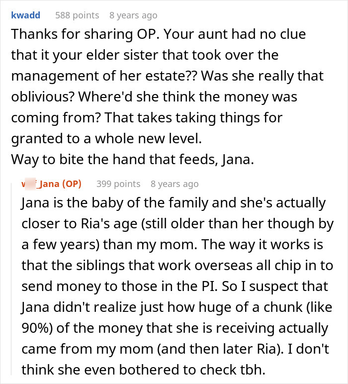 Entitled Aunt Tells Niece She Wants Nothing From Her, Gets Exactly That When The Money Stops Coming Entitled Aunt Tells Niece She Wants Nothing From Her, Gets Exactly That When The Money Stops Coming