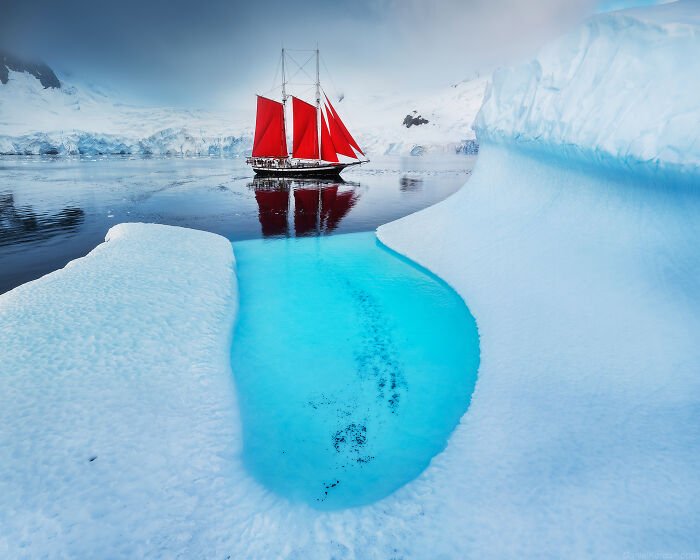 This Photographer Captured Antarctica’s Frozen Landscapes From A Red-Sailed Schooner (42 Pics) This Photographer Captured Antarctica’s Frozen Landscapes From A Red-Sailed Schooner (42 Pics)
