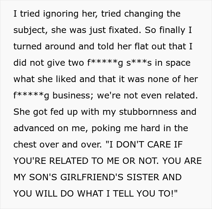 Narcissistic MIL Decides DIL&rsquo;s Sis Should Abide By Her Rules, Loses It After Always Being Challenged