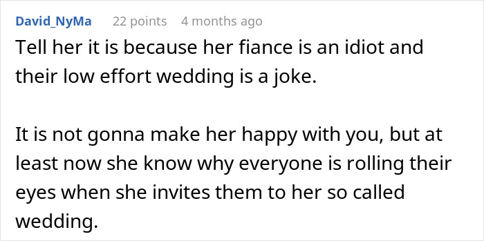 Woman Prioritizes Fiancé’s Wishes For Wedding, Gets Upset When Guests Don’t Share The Excitement Woman Prioritizes Fiancé’s Wishes For Wedding, Gets Upset When Guests Don’t Share The Excitement