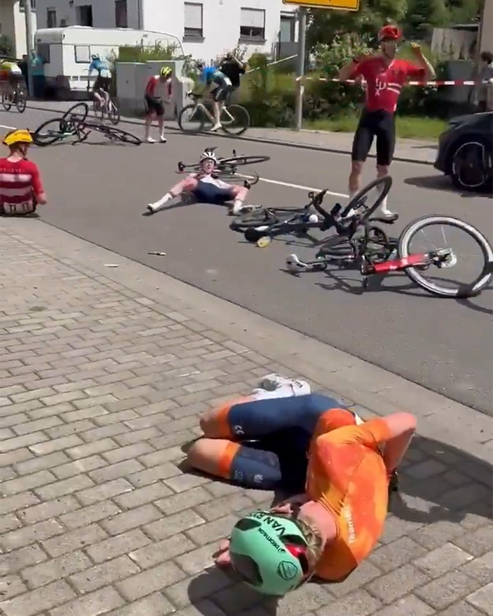Bike Race Descends Into Chaos After Elderly Woman Charges Into Course On Mobility Scooter, Prompts Mass Crash
