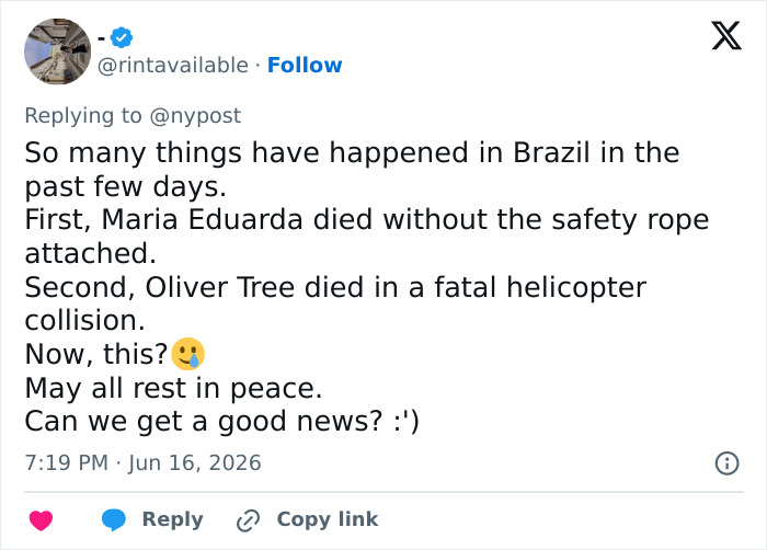 Second Woman In Brazil Fatally Plunges 100 Feet In Dumbfounding Hiking Accident After Rope Jumping Tragedy Second Woman In Brazil Fatally Plunges 100 Feet In Dumbfounding Hiking Accident After Rope Jumping Tragedy