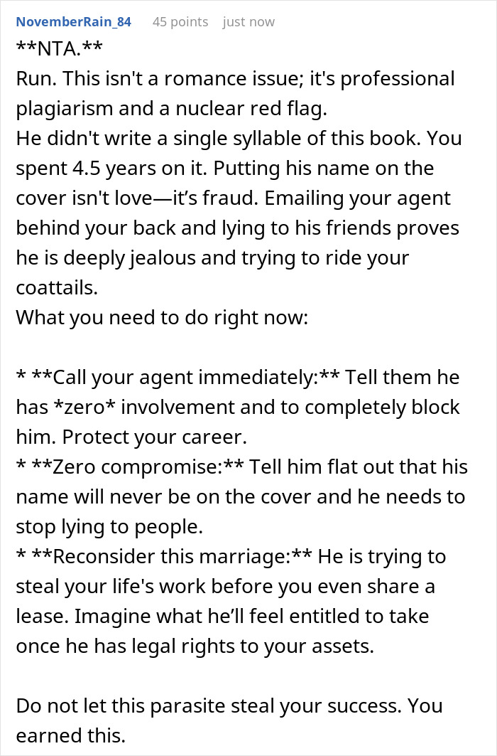 Guy Wants His Name On Author GF’s Book, Has Audacity To Lie To Everyone, Saying He “Co-Wrote” It Guy Wants His Name On Author GF’s Book, Has Audacity To Lie To Everyone, Saying He “Co-Wrote” It