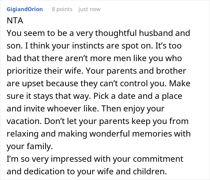 Parents Hijack Son’s Family Vacation Plans, Call Him Ungrateful When He Refuses To Go Along With It Parents Hijack Son’s Family Vacation Plans, Call Him Ungrateful When He Refuses To Go Along With It