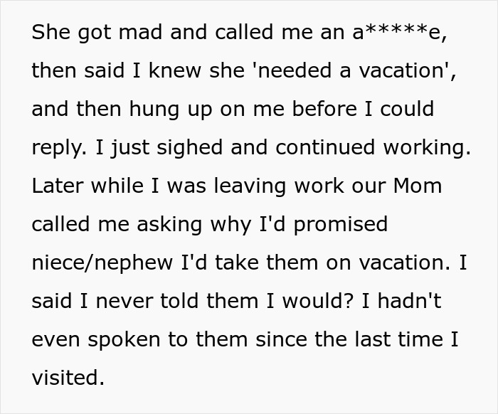 Entitled Mom Can’t Believe Sister Didn’t Take Her Kids On Vacation, Gets Even More Mad After Being Told Why Entitled Mom Can’t Believe Sister Didn’t Take Her Kids On Vacation, Gets Even More Mad After Being Told Why