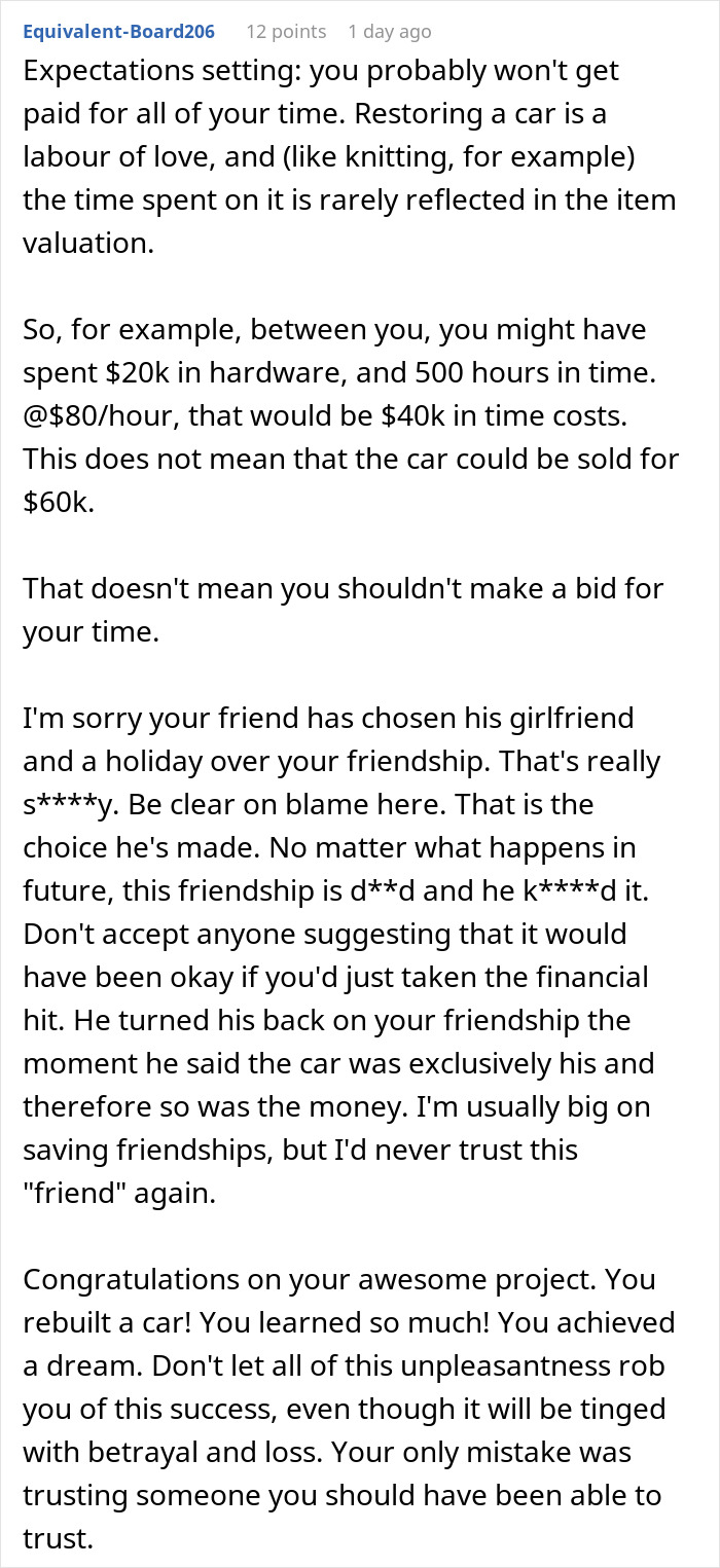 Guy Gets Betrayed By Friend After Putting His Heart And Soul To A Project Car They Were Working On Together