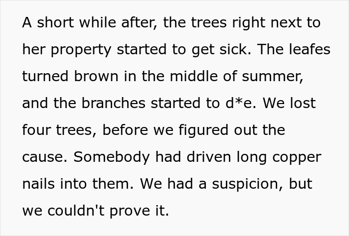 Entitled Woman Sneakily Destroys 120YO Orchard, Neighbor Takes Revenge Worth $437K On Her Entitled Woman Sneakily Destroys 120YO Orchard, Neighbor Takes Revenge Worth $437K On Her