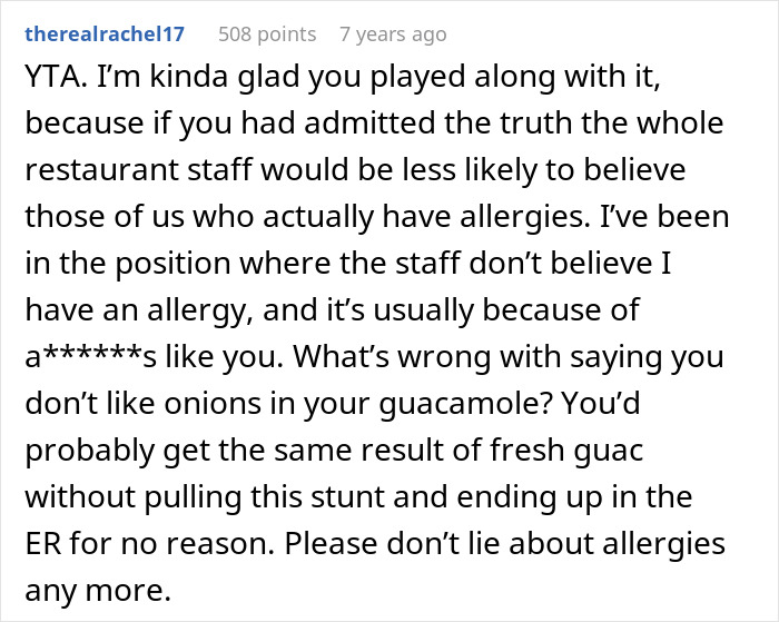 Guy Pretends To Have Allergy To Get Fresh Guac, Ends Up With $500 Emergency Room Bill As Karma Guy Pretends To Have Allergy To Get Fresh Guac, Ends Up With $500 Emergency Room Bill As Karma