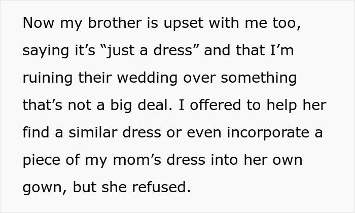 Brother’s Fianc&eacute;e Throws A Full-Blown Tantrum Over A Dress That’s Not Even Hers