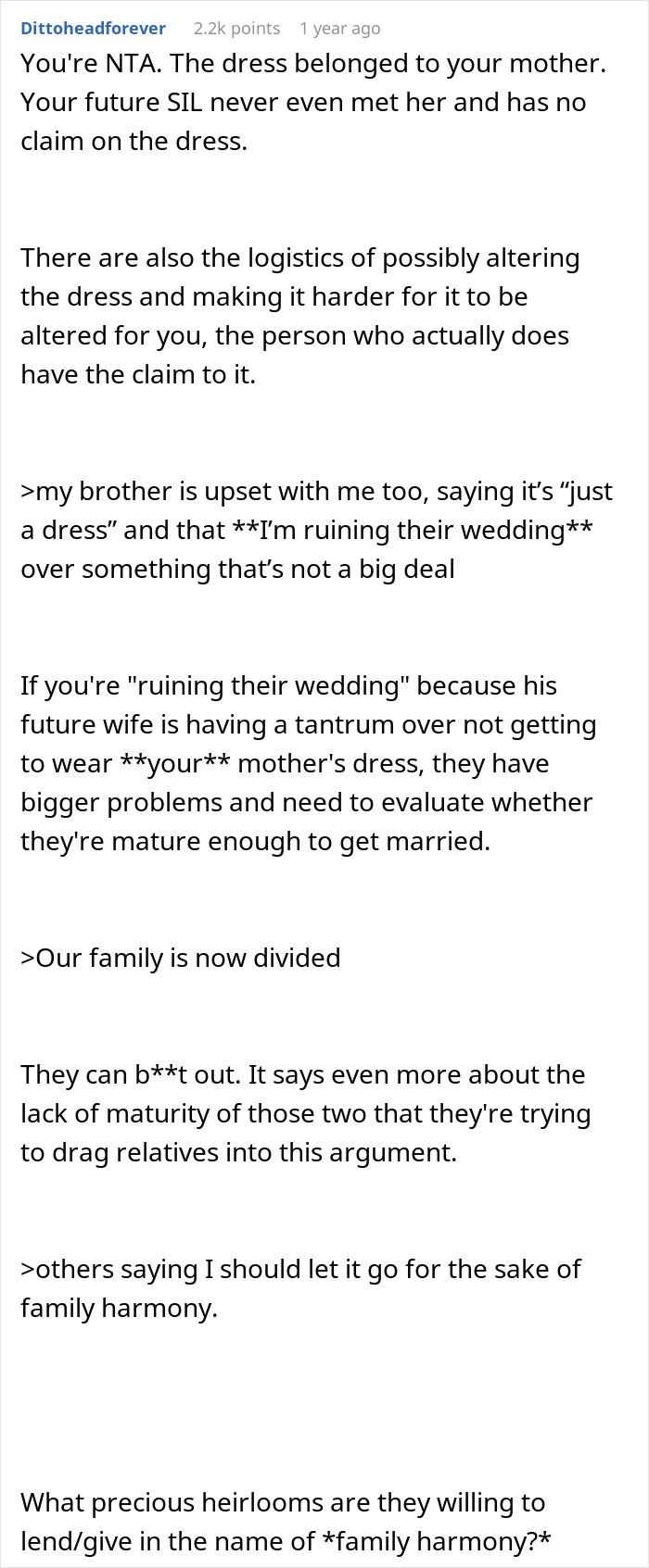 Brother’s Fianc&eacute;e Throws A Full-Blown Tantrum Over A Dress That’s Not Even Hers