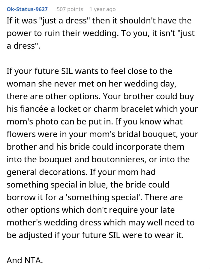 Brother’s Fianc&eacute;e Throws A Full-Blown Tantrum Over A Dress That’s Not Even Hers