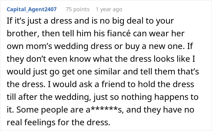 Brother’s Fianc&eacute;e Throws A Full-Blown Tantrum Over A Dress That’s Not Even Hers